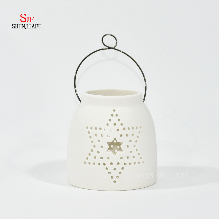 Dise&ntilde;o de cer&aacute;mica blanca Tea Light Storm Lantern - Candelero