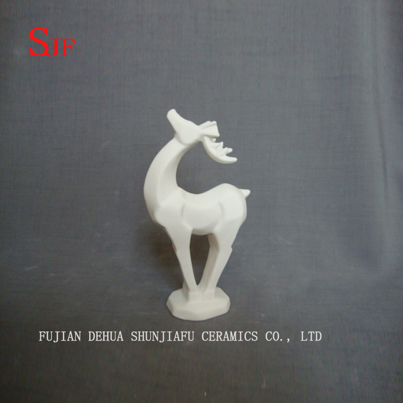Decoraci&oacute;n de cer&aacute;mica blanca Estatuilla de animales Peque&ntilde;os ciervos de Milu Esculturas de porcelana Renos Artesan&iacute;as Navidad