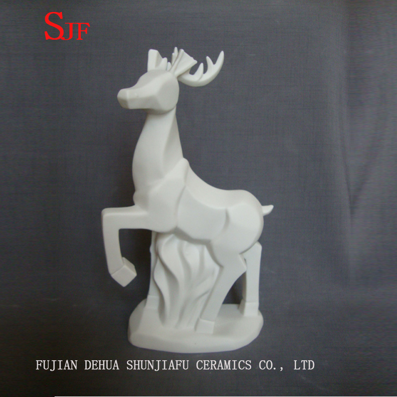 Cer&aacute;mica blanca Decoraci&oacute;n Animales Estatuilla Milu Ciervos Porcelana Esculturas Renos Artesan&iacute;as Navidad