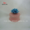 Joyero de cerámica con tapa de flor rosa azul
