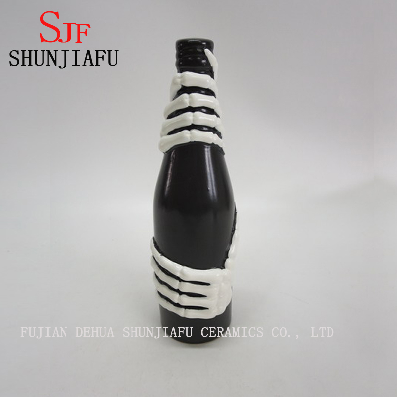 Botella de adornos de calavera de recuerdo de cer&aacute;mica