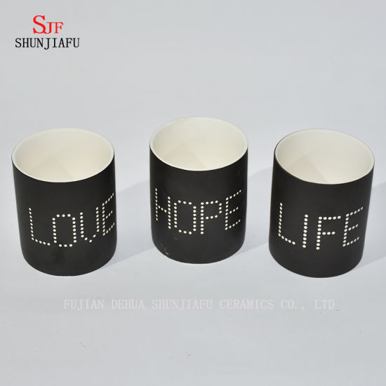 Nuevo diseño Black Letter Design Vela de cerámica