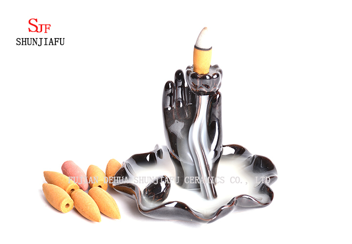 Decoraci&oacute;n del hogar regalo de cumplea&ntilde;os recuerdos de humo conos de flujo de humo torre de incienso cer&aacute;mica censador de loto backflow incienso quemador