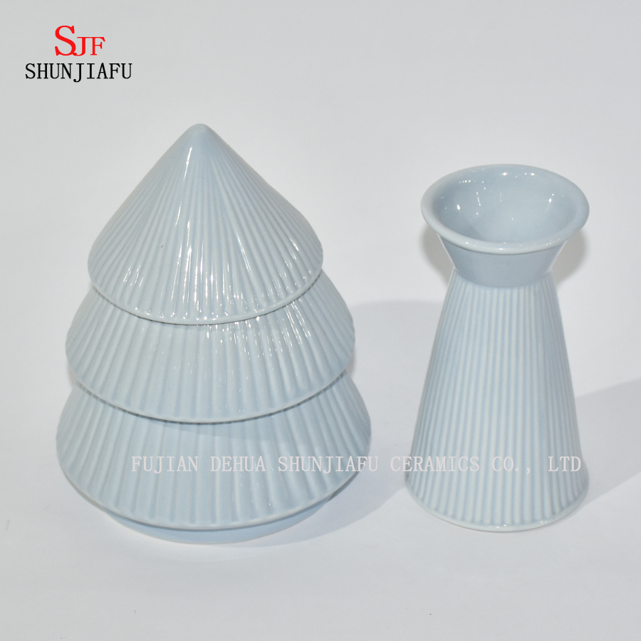 Bote de cer&aacute;mica de 3 capas azul