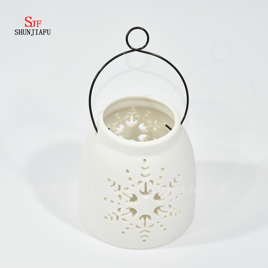 Dise&ntilde;o de cer&aacute;mica blanca Tea Light Storm Lantern - Candelero