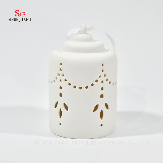 Candelabro de candelabro de cerámica Candelero para luces de té tallado por máquina / C