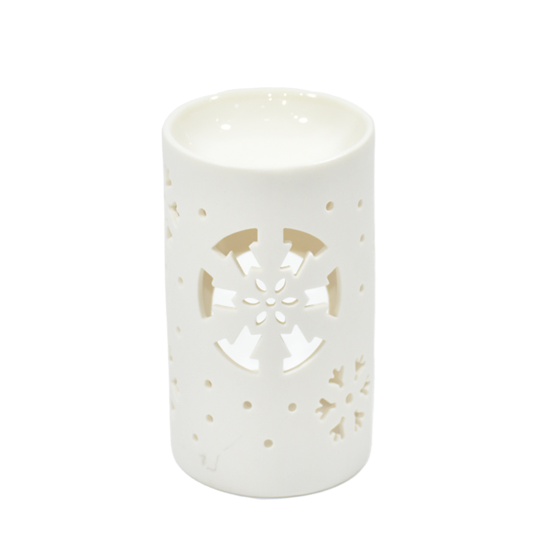 Patrón de cerámica de copa de vela hueca de porcelana blanca hueco de aceite de cerámica hueco quemador
