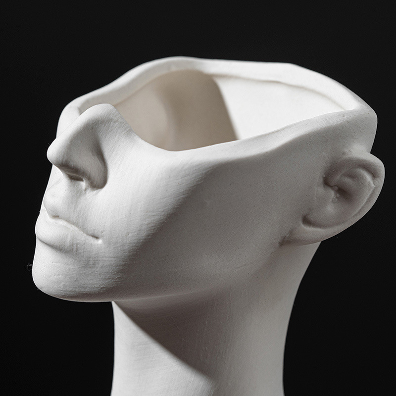 Florero de cerámica del busto de encargo de la diosa del OEM, plantador femenino moderno de la escultura del busto para la decoración de la oficina del hotel