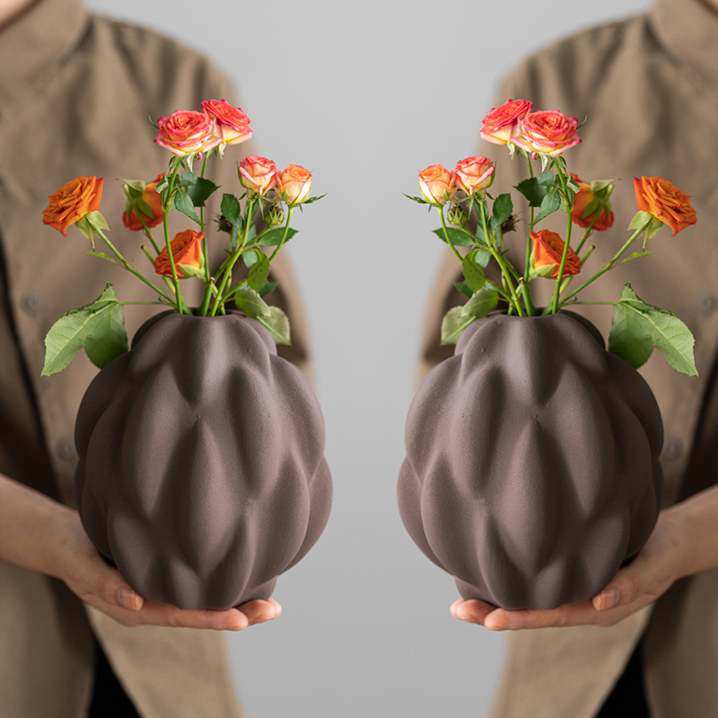 Sistema de cerámica del florero del arte de encargo del OEM (S/M/L), maceta texturizada mate moderna del brote para el abastecimiento al por mayor a granel