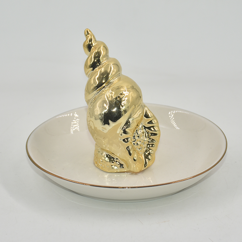 Bandeja de joyería de cerámica de oro