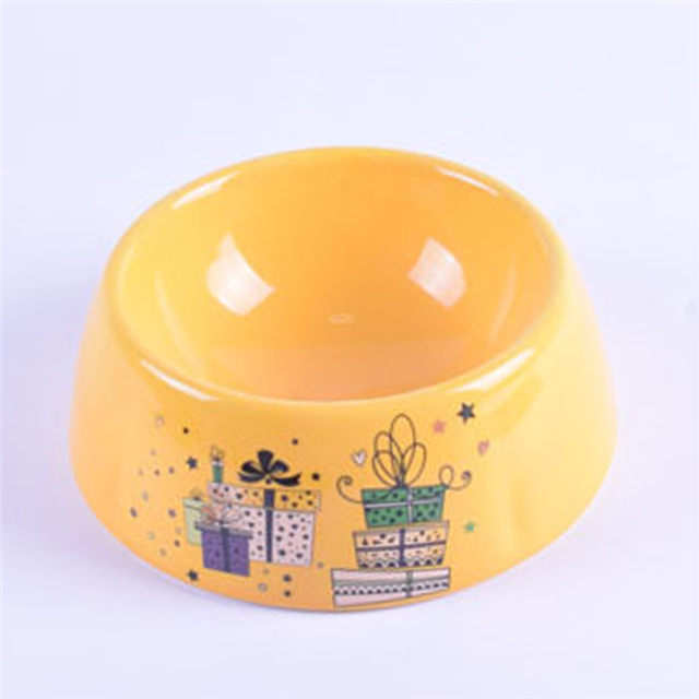Cuenco para perros de cerámica con esmalte Decorativo amarillo Comedero para mascotas de cerámica Cuenco para perros de cerámica