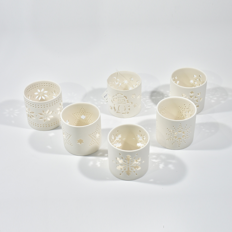 Candelador de patrón de cerámica de porcelana de porcelana blanca