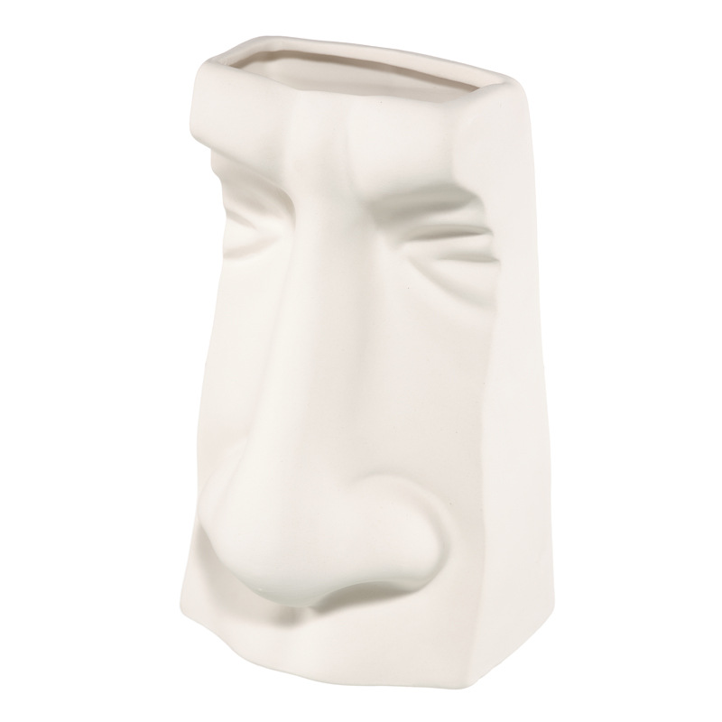 Ojo, oreja, boca, estilo Nariz Diseño de cerámica Jarrón de cerámica Flores Hecho de porcelana