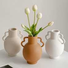 Contenedor de jarrón de porcelana de decoración de escritorio para el jarrón de cerámica de arreglos florales