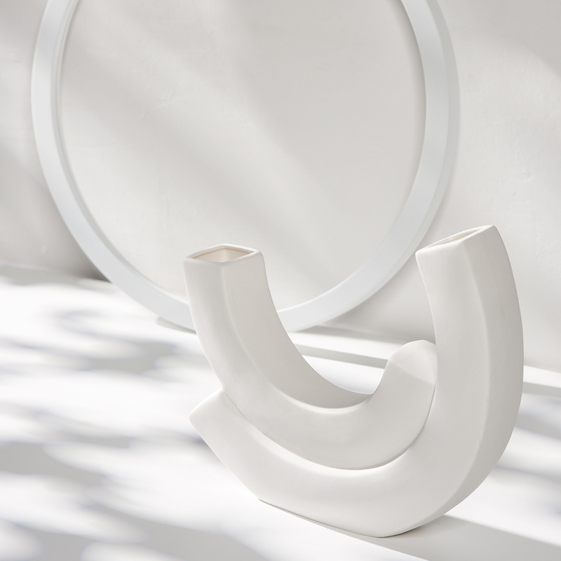 Decoración del hogar Jarrón blanco de porcelana blanca blanca
