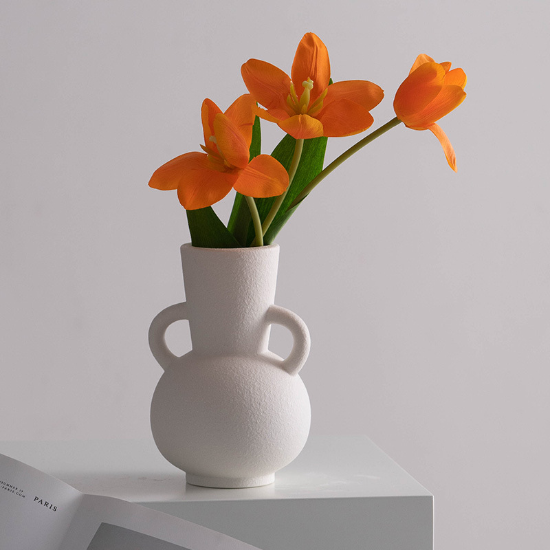 Vase de cerámica minimalista moderna - jarrón de flores de estilo escandinavo para sala de estar