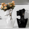 Estatua de cerámica moderna al por mayor del busto del florero de la cara para la decoración casera, soporte de exhibición de la joyería de las macetas de la cabeza humana de la porcelana de encargo del OEM