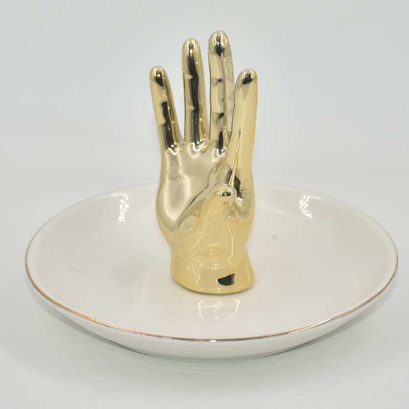 Soporte de diseño de soporte de mano Bandeja de cerámica para joyas