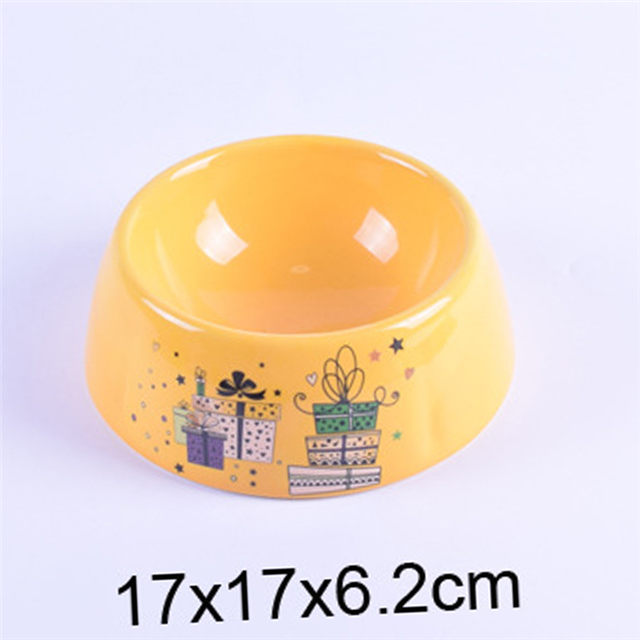 Cuenco para perros de cerámica con esmalte Decorativo amarillo Comedero para mascotas de cerámica Cuenco para perros de cerámica