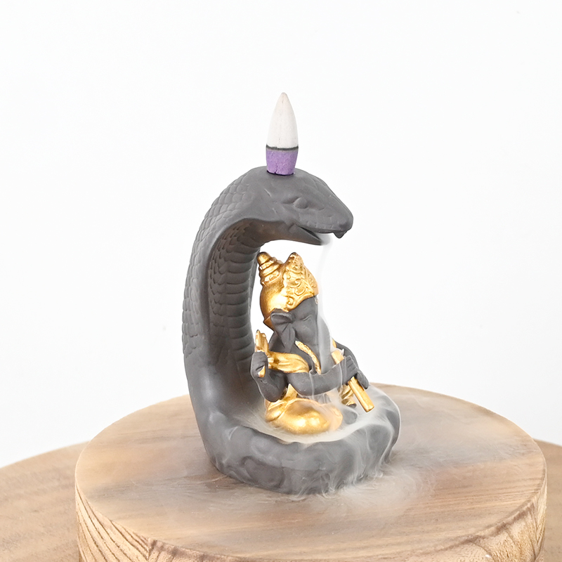 Incienso de la cascada de cono Ganesha Design Backflow de cerámica Quemador de incienso