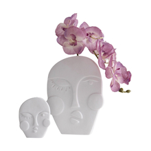 Diseño de múltiples expresiones faciales Jarrón de cerámica blanca Decoración del hogar, jarrón de flores de porcelana