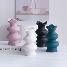 Contenedor de decoración de escritorio para el jarrón de porcelana de cerámica de arreglo floral