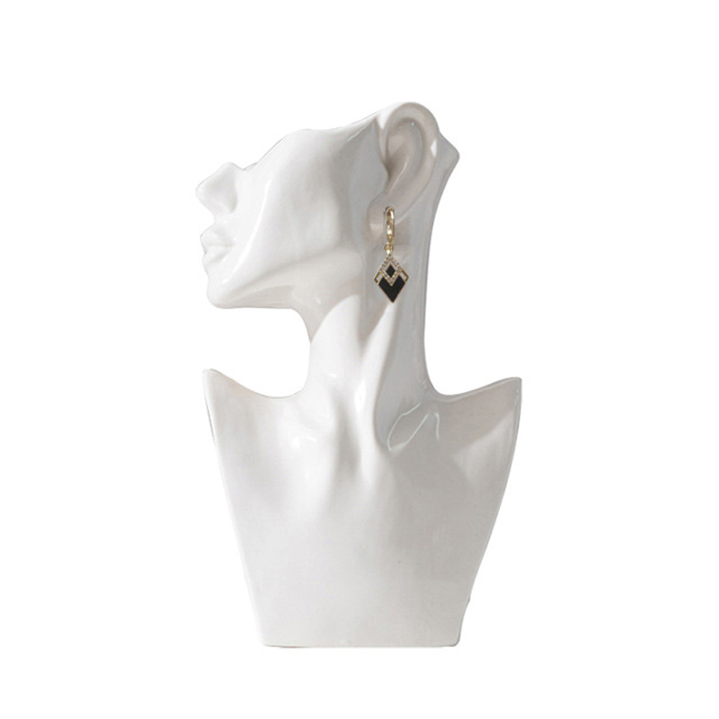 Estatua de cerámica moderna al por mayor del busto del florero de la cara para la decoración casera, soporte de exhibición de la joyería de las macetas de la cabeza humana de la porcelana de encargo del OEM