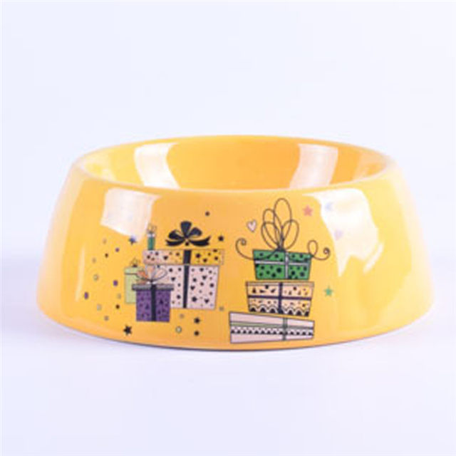 Cuenco para perros de cerámica con esmalte Decorativo amarillo Comedero para mascotas de cerámica Cuenco para perros de cerámica