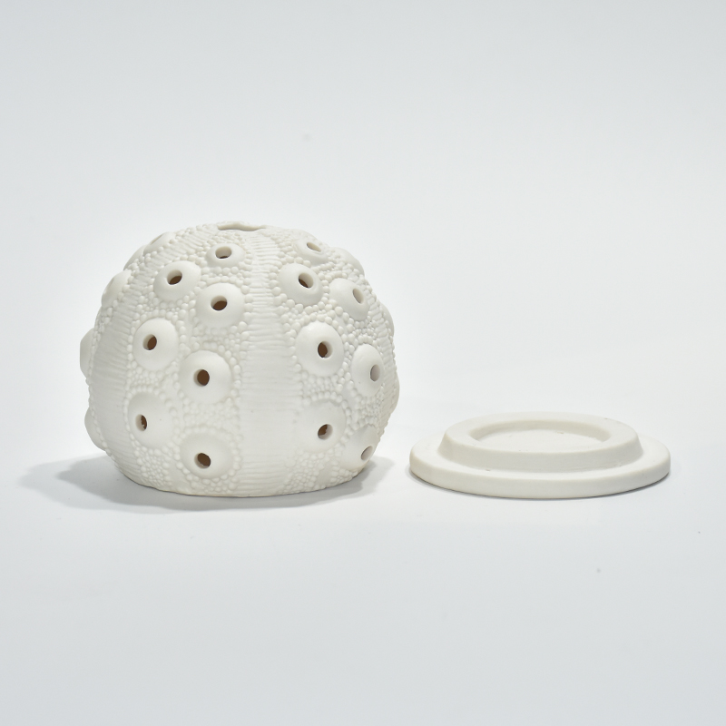 Desktop Night Light White Ceramic Talight Suptor Diseño recortado Celería de cerámica Celante de cerámica