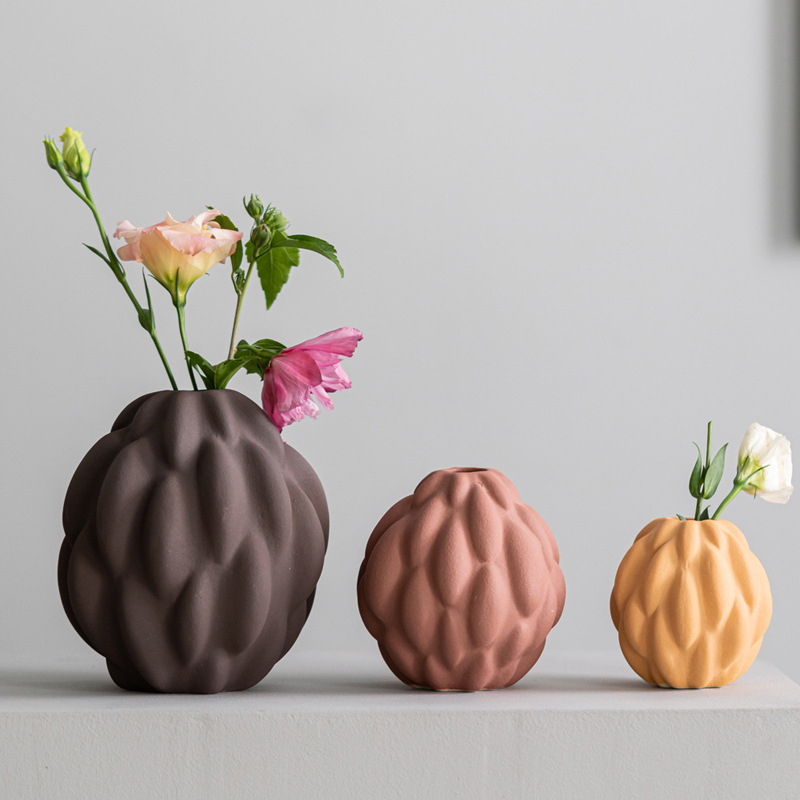 Sistema de cerámica del florero del arte de encargo del OEM (S/M/L), maceta texturizada mate moderna del brote para el abastecimiento al por mayor a granel