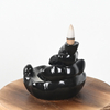 Quemador de incienso de cascada de reflujo de cerámica Cono Incienso Loto de cerámica negra