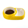 Uso exclusivo de Archie Tazón doble alto y bajo estilo amarillo Alimentador de cerámica para mascotas Tazón de cerámica para perros