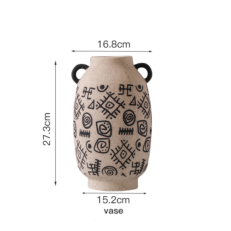Patrón de dibujo de contenedores de arreglos de cerámica en jarrón