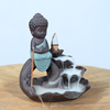 Quemador de incienso de reflujo de cascada de Ganesha estatua verde de cerámica soporte de incienso de palo
