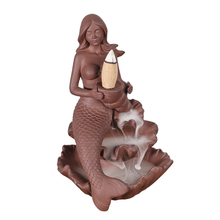 Escultura de estilo diosa diseño de cascada de cascada cone cono de cerámica incienso de incienso