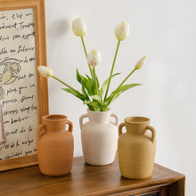 Marrón, blanco lecho, verde claro, jarrón de porcelana decoración del hogar adornos de escritorio jarrón de cerámica