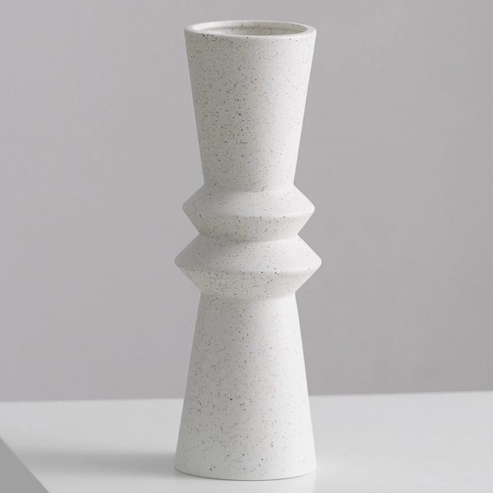 Jarrón de porcelana artesanalmente artesanal de cerámica blanca moderna