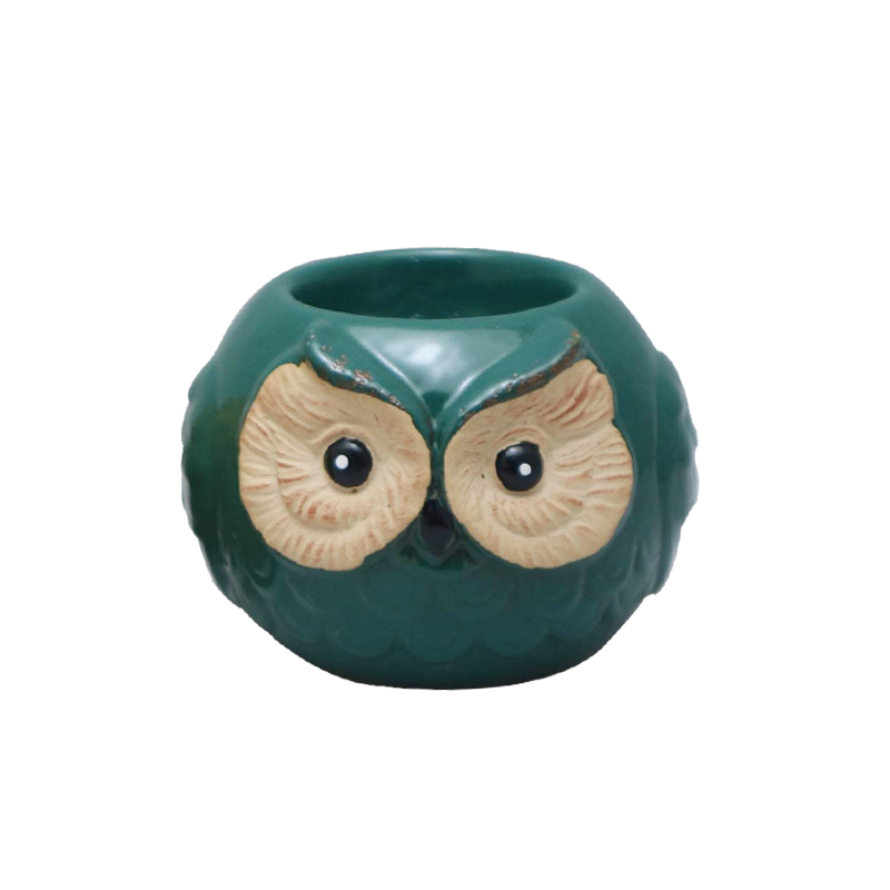 Venta al por mayor de portavelas de búho de cerámica, soporte de luz de té de animales 3D, portavelas de búho de porcelana esmaltada, decoración del hogar