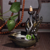 Quemador de incienso de reflujo cerámico de mano de Buda