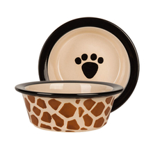 Huellas de perro con fondo de cuenco Comedero de perro de cerámica circular Comedero de cerámica para mascotas