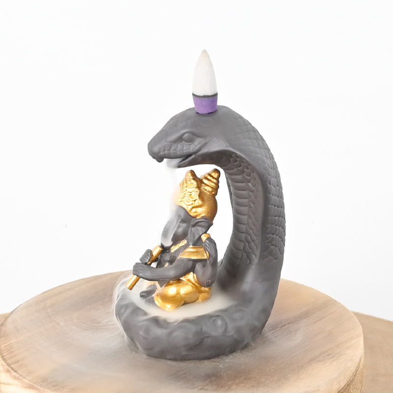Incienso de la cascada de cono Ganesha Design Backflow de cerámica Quemador de incienso