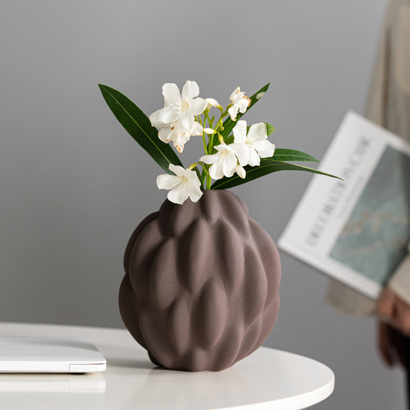 Sistema de cerámica del florero del arte de encargo del OEM (S/M/L), maceta texturizada mate moderna del brote para el abastecimiento al por mayor a granel