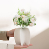 Florero de cerámica geométrico moderno, maceta abstracta con textura arenosa mate para decoración nórdica del hogar, artesanía artística de gres modernista al por mayor