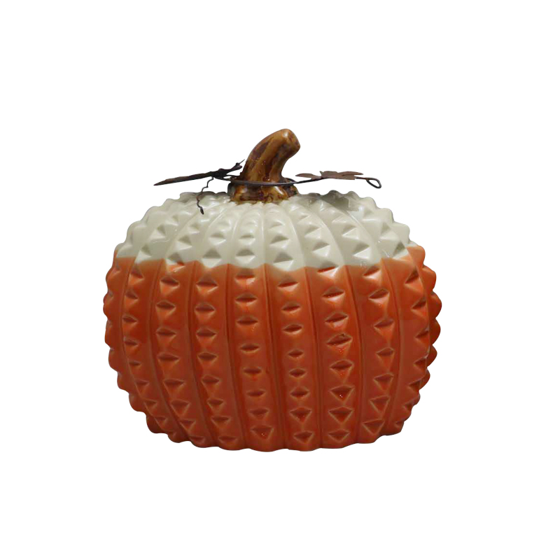 Decoración de calabaza de cerámica personalizada, conjunto de estatuillas de porcelana con textura de diamante OEM ODM para decoración del hogar de Halloween y Acción de Gracias