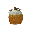 Venta al por mayor, juego de calabaza de cerámica con hoja de Metal, cosecha de otoño, decoración de mesa de Acción de Gracias, estatuilla de porcelana texturizada