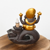 Quemador de incienso de reflujo de cascada estilo Ganesha de cerámica dorada