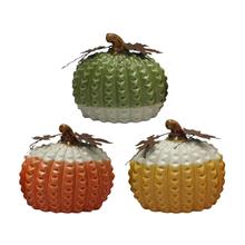 Venta al por mayor, juego de calabaza de cerámica con hoja de Metal, cosecha de otoño, decoración de mesa de Acción de Gracias, estatuilla de porcelana texturizada