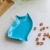 Plato de cerámica estilo gato Alimentador de cerámica para mascotas Tazón de cerámica azul para perro