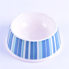 Tazón de impresión de rayas de superficie Inferior Esmalte blanco Alimentador de cerámica para mascotas Tazón de cerámica para perros