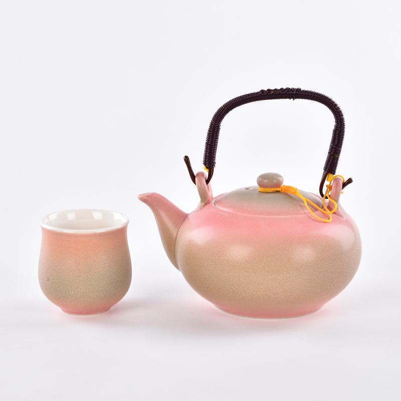 Juego de té rosa de cerámica de venta directa de empresas de producción
